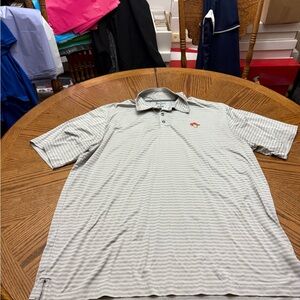 Champion Nebraska Corn Husker. Gray Polo Shirt Lightweight Striped